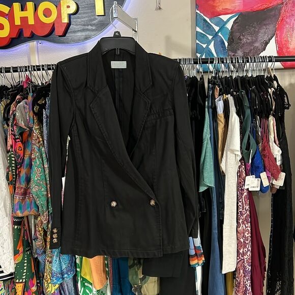 NWT BOYISH BLACK BEAUTY The Julian Denim Blazer Jean Jacket Double Breasted - Picture 4 of 5